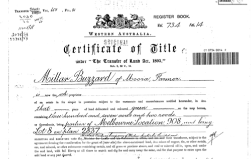 Certificate of Title Melbourne Location 908 Lot 8